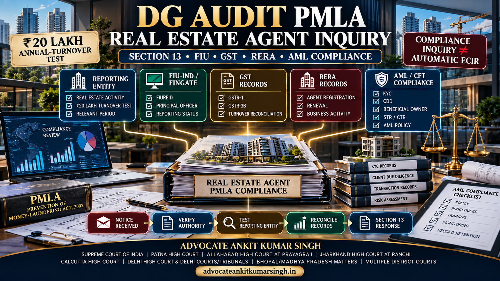 Top DG Audit PMLA Lawyer for Principal Director General of Audit Section 13 Inquiries Against Real Estate Agents