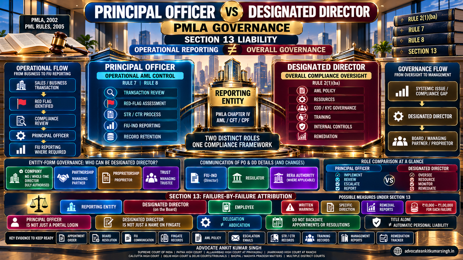 Best PMLA Compliance Lawyer for Principal Officer and Designated Director Liability Under Section 13