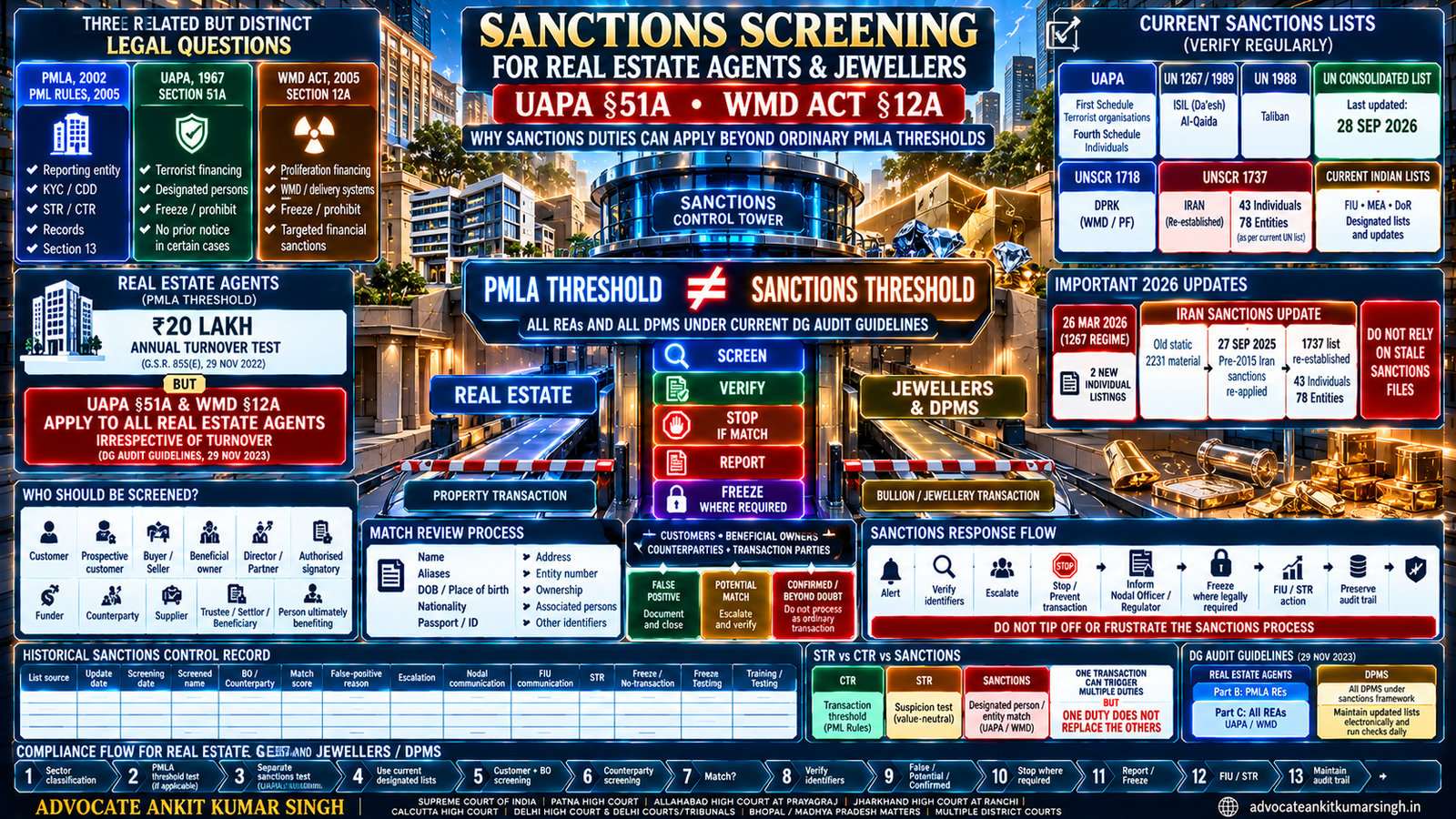 Sanctions Screening for Real Estate Agents and Jewellers: Why UAPA Section 51A and WMD Act Section 12A Can Matter Even Beyond Ordinary PMLA Thresholds